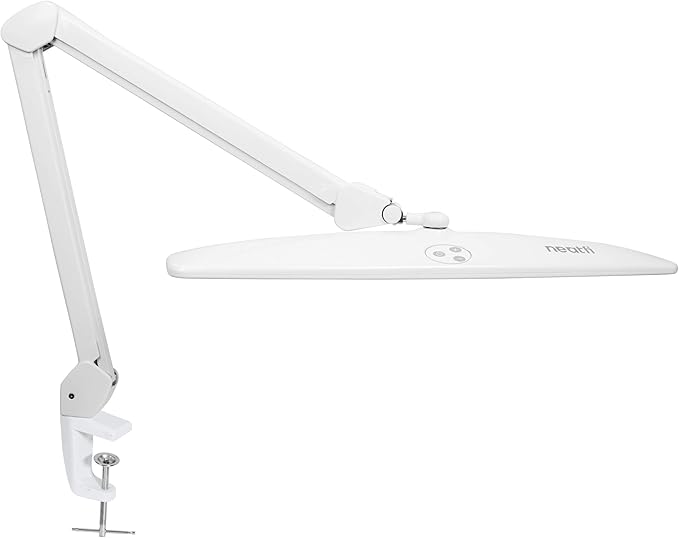 Neatfi Elite HD XL Task Lamp, 1600 Lumens, 84PCS SMD LED, 6500K, Non-Polar Dimming, Desk Light for Home, Office, and Study Room (Non-CCT with Clamp, White, 22 Inches)