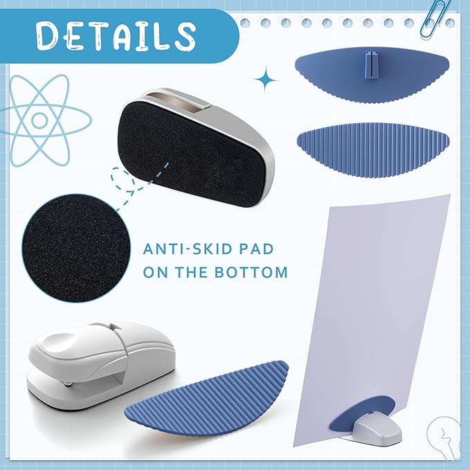 Faccito 3 Pcs Paper Holder Stand for Typing Non-Slip Mat Desktop Folder Document Holder with Anti-Slip Pads Portable Copy Stand Desktop Clamp for A4 Paper Office Reading (Blue)