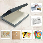 Golden State Art, Archival Folio Storage Box 16x20, Clamshell Design with Metal Edge, Preserve And Store Photos Documents Cards Prints Arts Crafts DIY, Gray