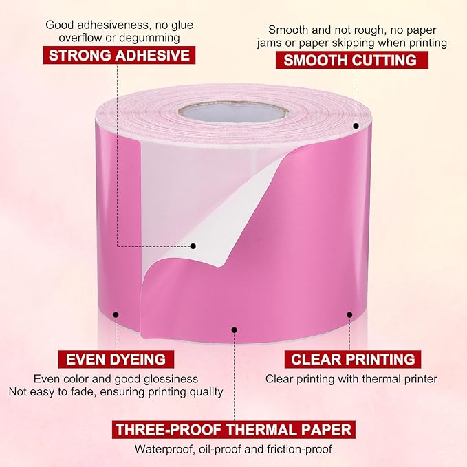 PATIKIL 3 x 5 Inch Rectangle Inventory Color Coding Labels 1 Roll, Square Self-Adhesive Inventory Label Stickers for Office Home Organization Name Tags, 500 Per Roll, Pink
