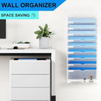 GDINDINFAN Hanging Wall File Organizer 10 Tier Wall Mounted File Holder Document Wall Organizer Magazine Organization for Office Home, White