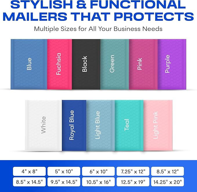 Royal Blue Large Poly Bubble Mailers 12x15 inch | Self Seal Padded Envelopes Cushioned Bubble Mailer | Usable Size 12x15 | WaterProof | Lightweight mailing Shipping Bags | 100 Pack Bulk