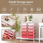 LDAILY 10 Drawer Rolling Cart, Storage Cart Organizer on Wheels, Drawer Cart with Metal Frame & Large Storage Capacity, Rolling Cart with Drawers for Living Room Classroom, Office