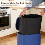 PayLessHere Stainless Steel Trash Can with Lid - Removable Inner Bucket, Foot Pedal Soft Close for Office, Home, Kitchen Garbage Bin (Deep Blue, 13 G)