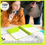 Lincia 100 Pcs Plastic Folders with Pockets and Prong Folders with Prongs 2 Pockets for Office, School for Students, Teachers, Office Workers(Fluorescent Green)