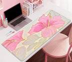 Abstract Floral Mouse Pad Desk Mat,Pink and Gold Extended Gaming Mouse Pad with Stitched Edges,Non-Slip Waterproof Rubber Base for Office,Computer,Keyboard,Laptop and Home Desk Pad(27.5X11.8 in)