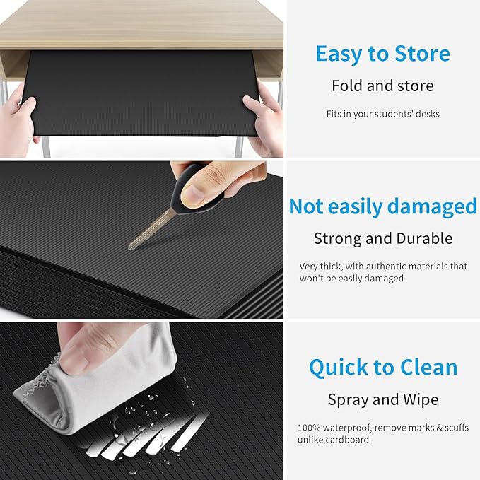 30 Pack Black Desk Dividers for Students, Privacy Shields Folder for Students, Durable & Waterproof Plastic Study Board, Classroom Teacher Supplies Test Divider, Includes Extra Labels