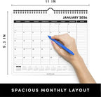 PAPERAGE 2026 Calendar, 12 Months (January 2026 - December 2026), Small (9 in x 11 in), Minimalist Wall and Desk Calendar with Monthly Views, Yearly Plans & Notes Section – Black