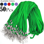 Name Tags Green Lanyards/Badge Holder Pairs Woven Round Lanyard & Horizontal Sealable Waterproof Clear Plastic ID Card Lanyards with id Holder Name Badges (Green, 50 Pack)