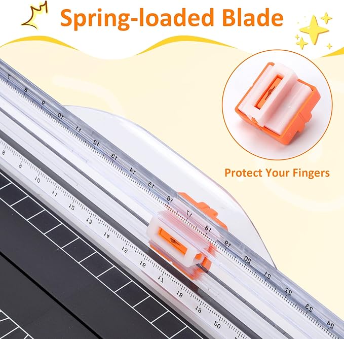 2 Set A4 Paper Cutter 12 Inch Titanium Paper Trimmer Scrapbooking Tool with 2pcs Replacement Blades with Automatic Safety Guard and Side Ruler for Craft Paper,Cardstock,Photo,Coupon, Label