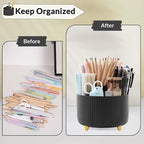 SKYDUE 360 Degree Rotating Desk Organizer, Dual-Purpose Pencil Pen Holder for Desktop, Rotating Desk Pen Organizer with 5 Slots, Office Supplies, Pencil Cup for Office, School, Home