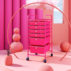 RELAX4LIFE 6-Drawer Rolling Storage Cart - Classroom Organization on Wheels w/Removable Plastic Drawers, Mobile Art Craft Cart for School Paper Home Office, Utility Cart with Drawers (Pink)