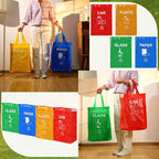 Clysee 4 Pcs Recycling Bin Bags Separate Recycle Bin Waterproof Waste Baskets Recyclable Waste Trash Sorting Organizer for Home Office Kitchen, Battery, Can, Paper, Plastic and Glass