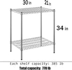 Regal Altair 21" Deep x 30" Wide x 34" Height Wire Shelving Kit | 2-Tier | NSF Commercial Storage Rack Unit