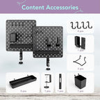 EHO Clamp-On Desk Pegboard, 2Pack (Combined Size 27 x 14 inch) Privacy Divider, Desk Partition Panel, No-Drill Desk Mounted Peg Board Organizer for Office, Gaming, Home, Black