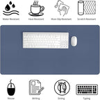 Bloss Grey Blue Desk Mat, Leather Desk Matt for Desktop, Waterproof Large Keyboard Mat, Computer Mat for Office/Home/Decor(31.5 x 15.7 Inches)