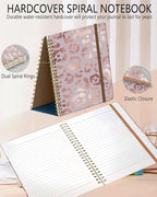 DHGPTS Spiral Journal Notebook, A5 Cute Notebooks for Women Men, College Ruled Hardcover Notebook for Work & Note Taking, 60 Pages Double-Wire Journals for Writing, Pink Glitter Leopard