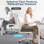 SofterCharm Seat Cushion, Memory Foam Office Chair Cushions for Long Sitting Hours, Chair Pad for Sciatica, Coccyx, Tailbone, Hip Pain & Pressure Relief, Office, Home, Car Seats,Airplane, Gray/X-Large