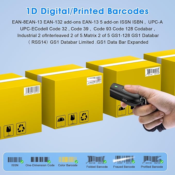 Mini Wireless Barcode Scanner,symcode Barcode Scanner Bluetooth&Wireless 2.4Ghz and USB All in one Bar Code Image Reader for Tablet iPhone iPad Android iOS PC POS