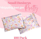 Pretty Package Store 14.5x19 Designer Poly Mailer 100 Pack Heavy Duty Waterproof Self Seal Shipping Bags for Small Business Large Mailing Envelopes Bulk Tear Resistant Cute Packaging Preppy Leopard