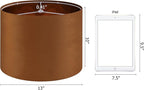 GO&SO Burnt Orange Velvet Drum Lamp Shades Set of 2 Medium, Replacement Lamp Shade 13" Top x 13" Bottom x 10" High(Spider)- Modern Fabric Lampshade for Table Lamp,Floor Lamps -Assembly Require
