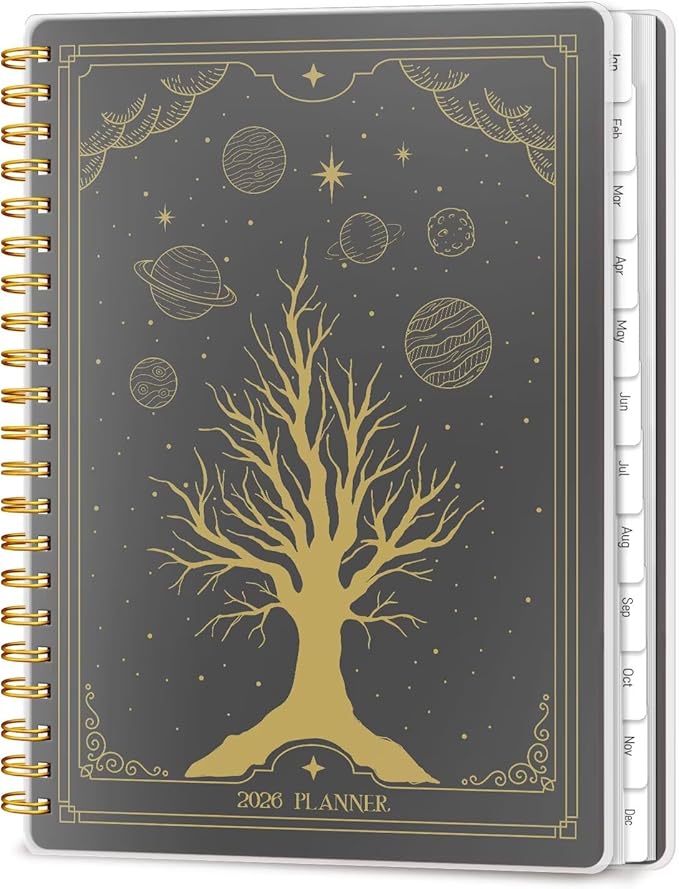 2026 Planner, Weekly and Monthly Planners with Tabs, A5 Spiral Bound Daily Calendar 2026 Planner, 12 Month Agenda Organizers from Jan. to Dec., Flexible Cover Appointment Book(Tarrow Tree)