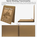 Fuxi Toned Tan Sketchbook 9x12-60 Sheet Acid Free Toned Paper, Professional Drawing Pad for Artists & Art Students.