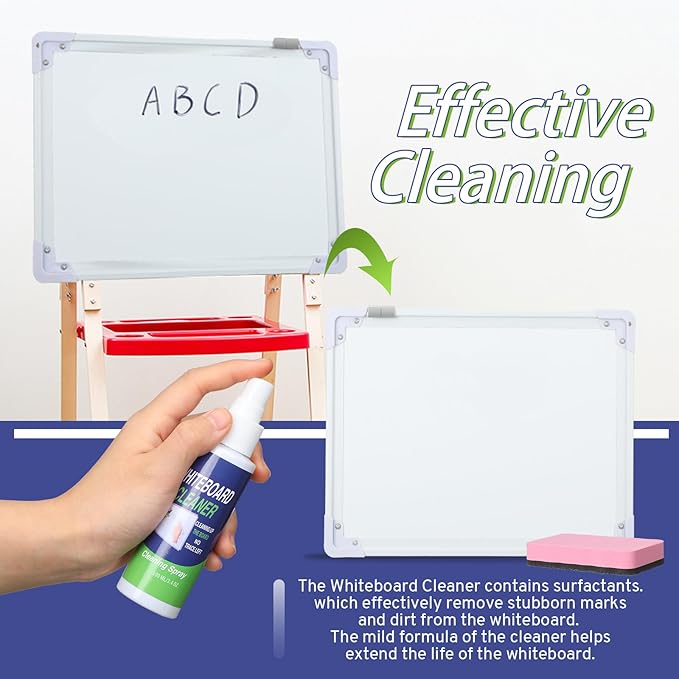 Heigble 8 Pack Whiteboard Cleaner 3.4 fl oz Whiteboard Cleaning Spray Dry Erase Board Liquid Cleaner with 8 Pack Magnetic Chalkboard Board Erasers White Board Eraser for Classrooms, Home, Office