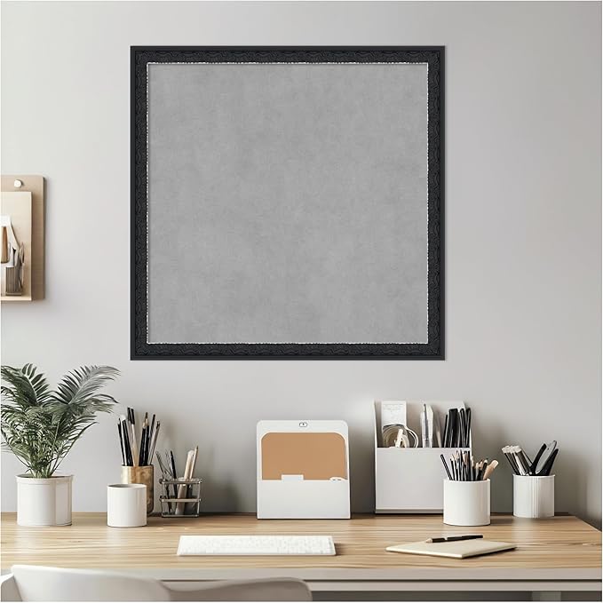 Amanti Art Black Framed Magnetic Board 22x22 Medium Vision Board for use with Magnets, 100% Metal Sheet to Display Items as Office Decor or for Home Organization in mudroom, Kitchen or Kids Room