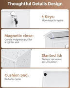LAND·VOI Locking Wall-Mount Mailbox for Outside, with 4 Keys, Galvanized Steel Rustproof Metal Postbox, 3.1" Dx7.5 Wx10.8 H, Includes 3 Sets of Mailbox Numbers, Nameplate,White