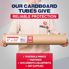 Paclord 4" x 24" Heavy-Duty Reinforced Cardboard Mailing Tube, Pack of 6 Tubes with 12 Caps – Secure USPS Approved – Great for Shipping and Storing of Prints, Artwork, Posters or Documents