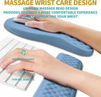 Hokafenle 2 in 1 Ergonomic Mouse Pad Wrist Support & Wrist Rest for Computer Keyboard Set, with Relieve Carpal Tunnel Pain Massage Bulge and Full Memory Gel Design (2In1 Set, Lake Blue)