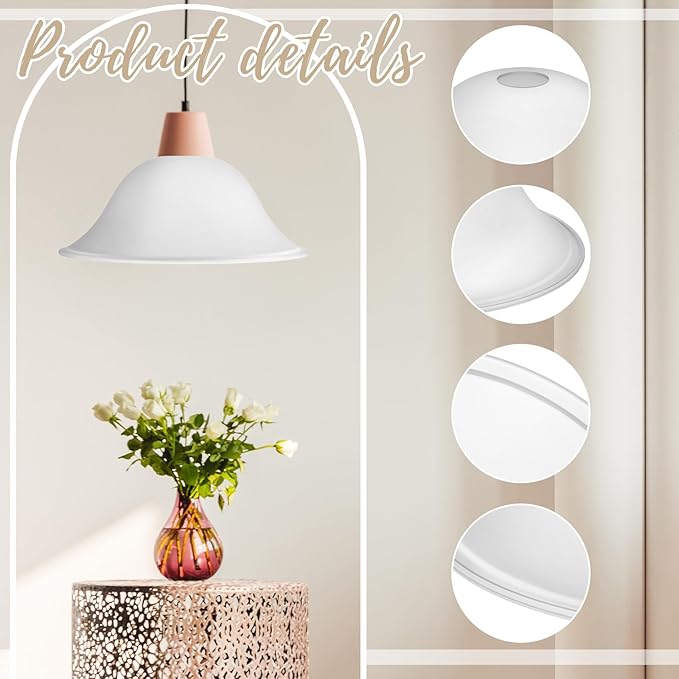 Huquary Lamp Glass Shades for Floor Lamp Elegant Cover Light Fixture Shade Light Fixture Replacement(12.2 x 4.92 x 1.65 Inch,White)
