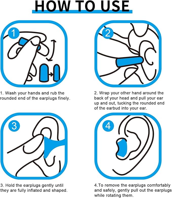 Aoutrow 60 Pairs Soft Foam Ear Plugs, 38dB SNR Slow Rebound Ear Plugs for Sleeping Noise Cancelling, Noise Reduction, Work, Swimming, Shooting, Studying, Blue