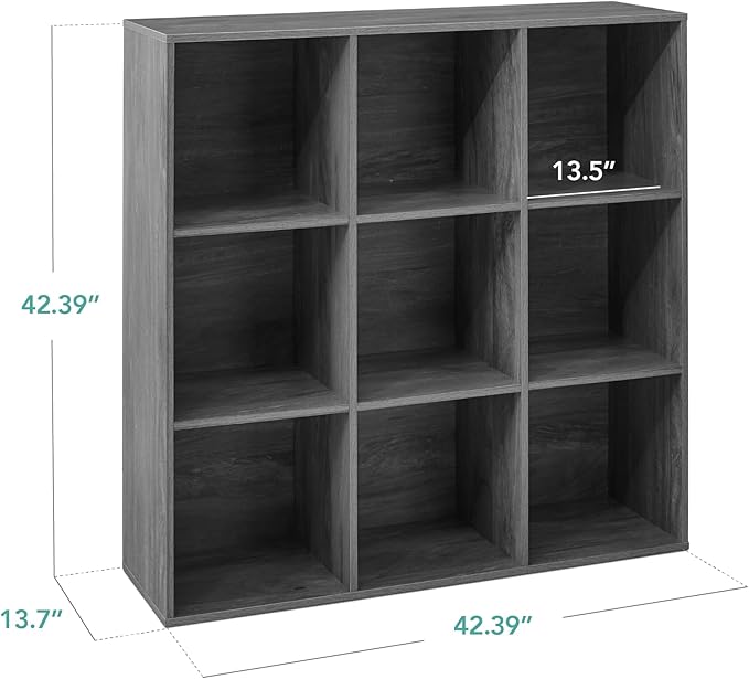 Best Choice Products 9-Cube Storage Organizer, 13.5in Shelf Opening, Bookcase, Display Shelf, Customizable w/ 3 Removable Back Panels – Dark Gray