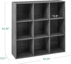 Best Choice Products 9-Cube Storage Organizer, 13.5in Shelf Opening, Bookcase, Display Shelf, Customizable w/ 3 Removable Back Panels – Dark Gray