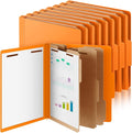 Skyygemm 12 Pcs Classification Folders Letter Size, 3 Divider Pressboard File Folder with Fasteners, Expanding File Organizer Bulk for School Teachers, Office Employee, Coworker, Staff (Orange)