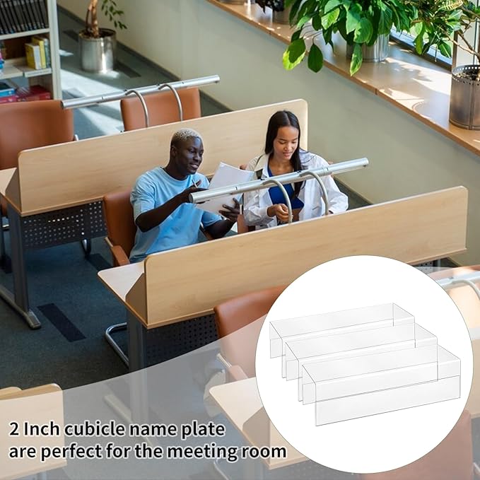 20 Pieces 2.25 Inch Cubicle Name Plate Holders Cubicle Name Tags Clear Cubicle Name Sign Bulk for Office Home Classroom Library 8.5 x 2.5 x 2.4 Inch