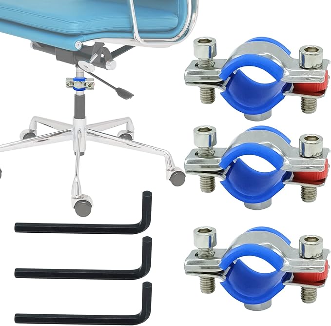 LJZP 3 Pack Fix Sinking Office Chair, Office Chair Saver for Stop Sinking Solid Stainless Steel Adjustable Height Chair Saver Kit with Hexagon Wrench Adjustable Height and Leather Pads Support