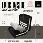 ag wallets Mens Zip Around Leather Wallet with Inserts (Black)