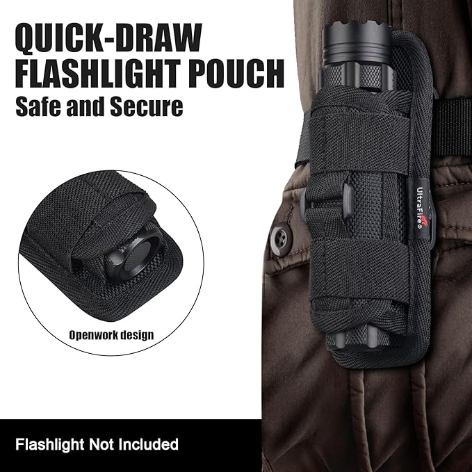 ULTRAFIRE Tactical Flashlight Holster Pouch,360 Degree Adjustable Police Duty Belt Flashlight Pouch,Suitable Law Enforcement Patrol and Military Safety Tactical Gear