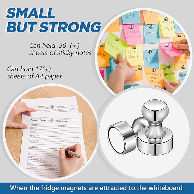 LOVIMAG Fridge Magnets 40Pcs Refrigerator Whiteboard Small Strong Magnet Classroom Kitchen Accessories Decorative Locker Set Decor Must Haves Office Calendar Refrigerador Magnetic Cute Crafts Silver