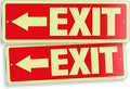 iSYFIX Exit Signs with Directional Left Arrow, Glow in the Dark, Photoluminescent Aluminum 12x4 Inch - 2 Pack, Laminated for UV & Weather Resistance, Ideal for Offices, Schools, Theaters & More
