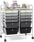 Giantex 12 Drawer Rolling Storage Cart Tools Scrapbook Paper Office School Organizer (Black Gradient)