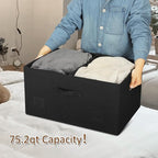 Graciadeco 75 Quarts Extra Large Decorative Storage Bins with Lids, 3 Packs Black Collapsible Storage Bins with Lids, Stackable Storage Bins Decorative Box Storage With Lid Extra Large