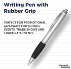 DISCOUNT PROMOS Ballpoint Pens With Rubber Grip, 10 pack, Black Ink Writing Pens in Bulk, Black