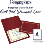 Geographics 45333 Certificate/Document Cover, 12 1/2 x 9 3/4, Burgundy (Pack of 6)