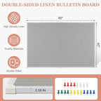 AMUSIGHT Double-Sided Large Cork Board with Linen, 48" x 36" Foldable Hanging Aluminum Framed Bulletin Board, Vision Board Pin Board Corkboards for Walls, Office, School Decor, 20 Pushpins