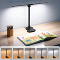 Ddlisu LED Desk Lamp with USB Charging Port, 5 Color Modes 10 Brightness, Dual Swing Arm Dimmable Desk Lamps for Home Office Nail Dorm (Black)