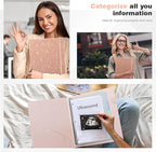 Ospelelf Vintage Hardcover 3 Ring 1 inch Leather Binder, Professional Binders Organizer Suitable for Letter Size Documents, Binder Dividers with Tabs, Faux Glitter Rose Gold Leather